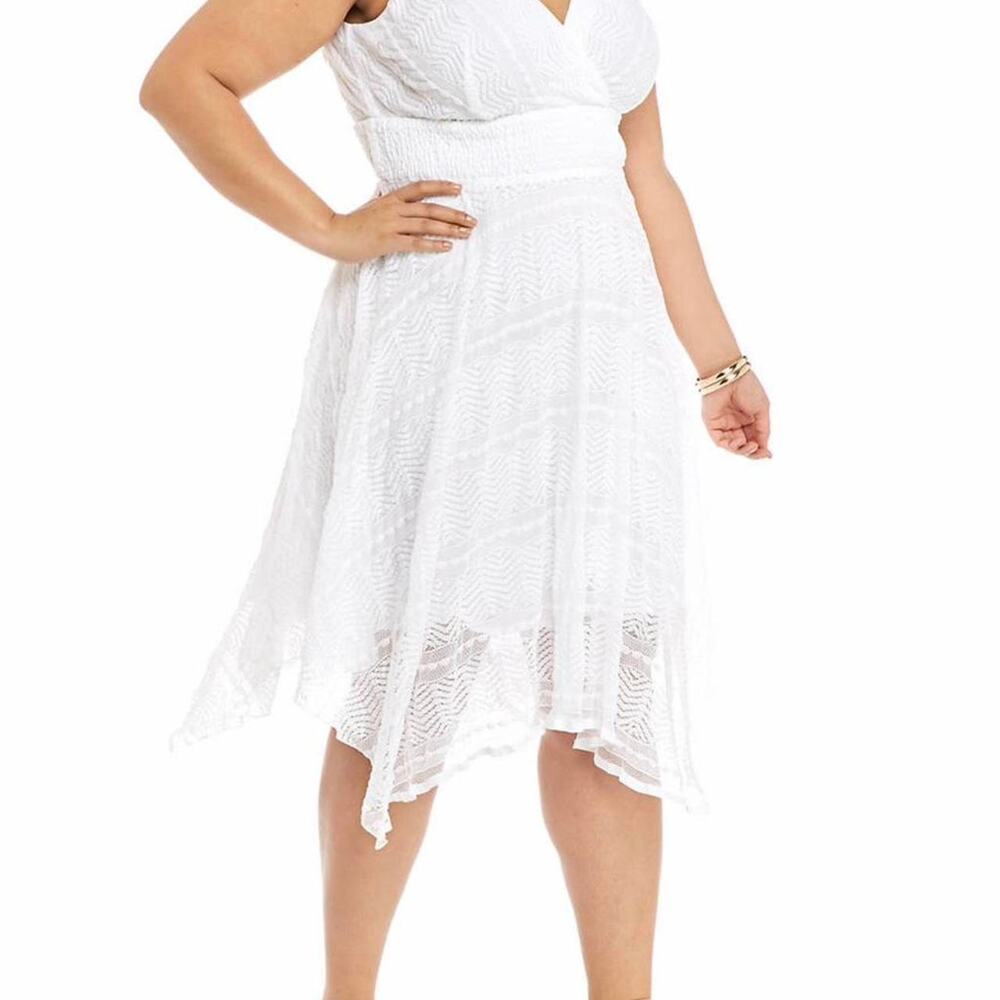 NWT Chris McLaughlin White Lace Dress 24W Beach Wedding Bridal Boho Midi